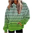 thumbnail image 1 of HAiming Womens Striped Hoodies Color Block Pullover Long Sleeve Drawstring Hooded Sweatshirt with Pocket, 1 of 5