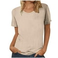 thumbnail image 1 of HAiming Womens Summer Tops Short Sleeve Solid Round Neck Knitted Tshirts Plus Size Casual Loose Tunic Blouses, 1 of 6