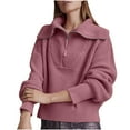 thumbnail image 1 of HAiming Womens Sweaters Fall Trendy Half Zip Sweater Casual Long Sleeve Lapel V Neck Ribbed Knit Pullover Jumper Tops, 1 of 5