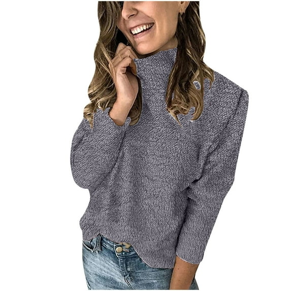 HAiming Womens Sweaters Trendy Turtleneck Long Sleeve Pullover Knitted Shirts 2025 Plus Size Casual Comfy Jumper Tops