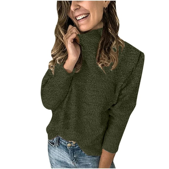 HAiming Womens Sweaters Trendy Turtleneck Long Sleeve Pullover Knitted Shirts 2025 Plus Size Casual Comfy Jumper Tops