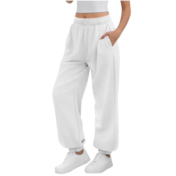 HAiming Womens Sweatpants Casual Wide Leg Drawstring Waisted Solid Color Athletic Joggers Pants with Pockets