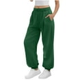 thumbnail image 1 of HAiming Womens Sweatpants Casual Wide Leg Drawstring Waisted Solid Color Athletic Joggers Pants with Pockets, 1 of 9