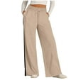 thumbnail image 1 of HAiming Womens Sweatpants Wide Leg Side Stripe Drawstring Elastic High Waisted Lounge Travel Casual Pants with Pockets, 1 of 6