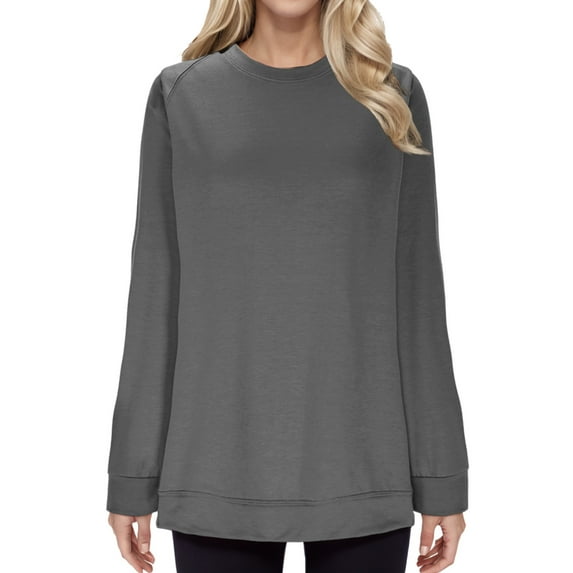 HAiming Womens Sweatshirt Plus Size Casual Crewneck Long Sleeve Solid Color Loose Pullover basic shirts Tops