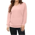thumbnail image 1 of HAiming Womens Sweatshirt V Neck Casaul Long Sleeve Pullover Tops Solid Color Trendy Clothes with Pocket, 1 of 2