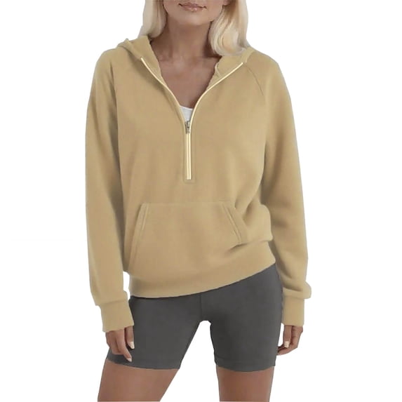 HAiming Womens Sweatshirts Half Zip Cropped Pullover Fleece Quarter Zipper Hoodies Fall Fashion Outfits Clothes