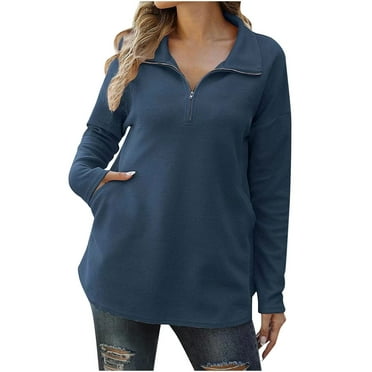HAiming Womens Sweatshirts Trendy Lapel Long Sleeve Half Zip Pullover Tops 2025 Fall Winter Loose Casual Clothes