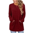 thumbnail image 1 of HAiming Womens Sweters Dressy Casual Long Sleeve Shirts Crewneck Fall Outfits with Pocket Tunic Tops, 1 of 7