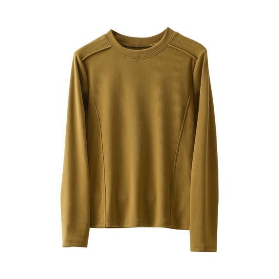 HAiming Womens Thermal Base Layer Tops Long Sleeve Round Neck Solid Color Pullover Blouse Trendy Clothes