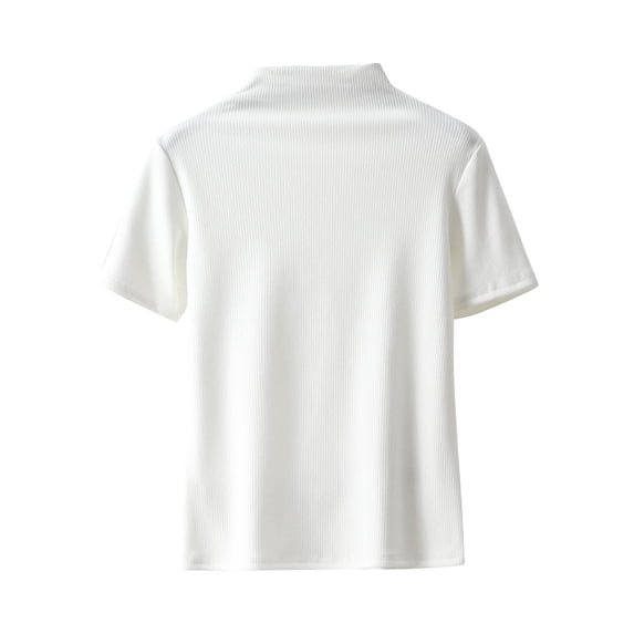HAiming Womens Thermal Base Layer Tops Short Sleeve Mock Neck Solid Color Pullover Blouse Clothes