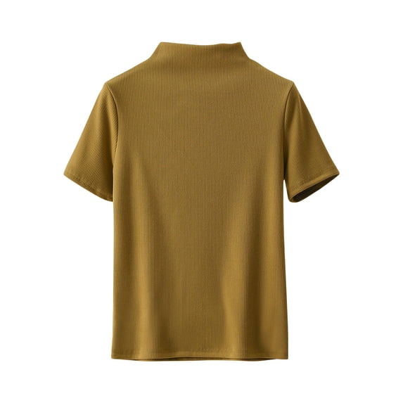 HAiming Womens Thermal Base Layer Tops Short Sleeve Mock Neck Solid Color Pullover Blouse Clothes