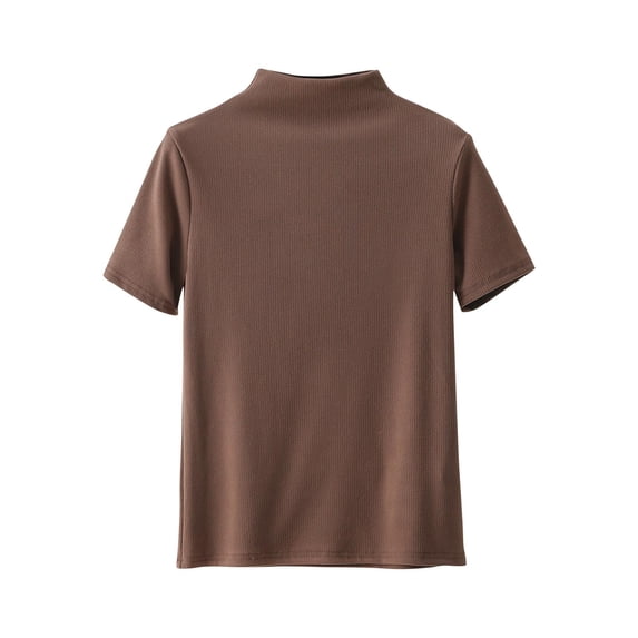 HAiming Womens Thermal Base Layer Tops Short Sleeve Mock Neck Solid Color Pullover Blouse Clothes