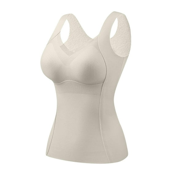 HAiming Womens Thermal Tank Top Sleeveless Underwear Built-In Bra Fall Winter Casual Warm Base Layer Shirts Blouse