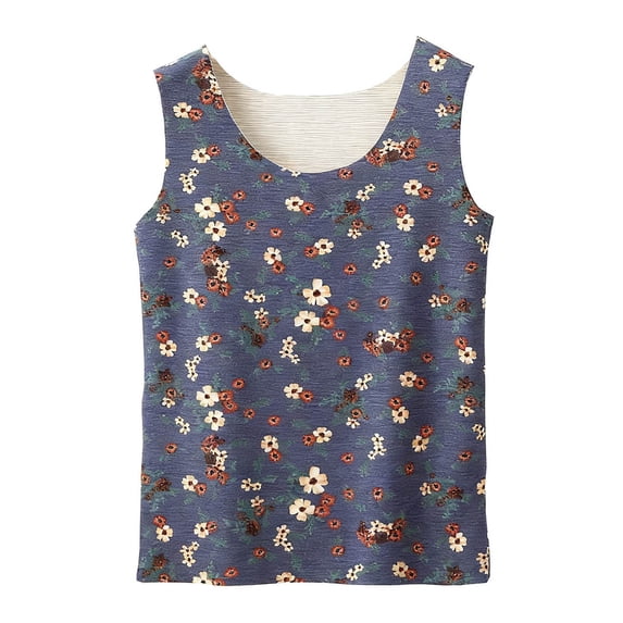 HAiming Womens Thermal Tank Tops Floral Print Sleeveless Base Layer Vest Seamless Crewneck Warm Winter Tees