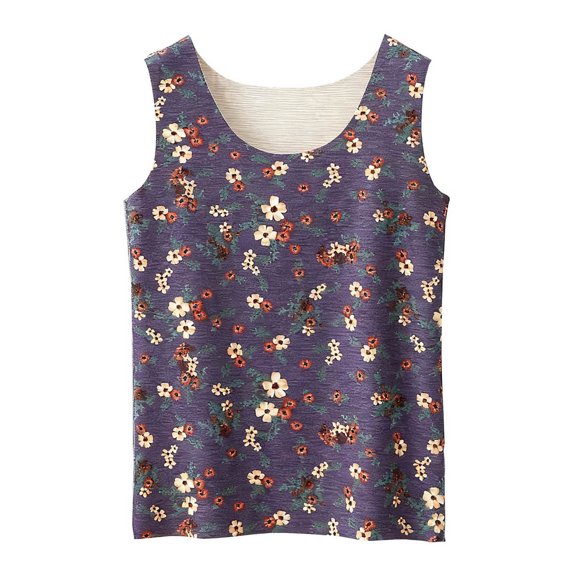 HAiming Womens Thermal Tank Tops Floral Print Sleeveless Base Layer Vest Seamless Crewneck Warm Winter Tees