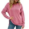 thumbnail image 1 of HAiming Womens Tops Casual Loose Crew Neck Long Sleeve Shirts Side Slit Fall Trendy Outfits Clothes, 1 of 6