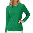thumbnail image 1 of HAiming Womens Tops Crew Neck Long Sleeve Solid Color Shirts Casual Trendy Clothes Workout Basic Tee, 1 of 6