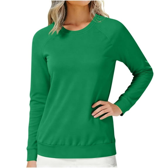 HAiming Womens Tops Crew Neck Long Sleeve Solid Color Shirts Casual Trendy Clothes Workout Basic Tee