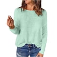 thumbnail image 1 of HAiming Womens Tops Drop Shoulder Casual Loose Crewneck Lightweight Long Sleeve Solid Color Pullover Shirt, 1 of 7