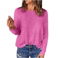 thumbnail image 1 of HAiming Womens Tops Drop Shoulder Casual Loose Crewneck Lightweight Long Sleeve Solid Color Pullover Shirt, 1 of 7