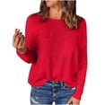 thumbnail image 1 of HAiming Womens Tops Drop Shoulder Casual Loose Crewneck Lightweight Long Sleeve Solid Color Pullover Shirt, 1 of 7