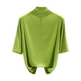 thumbnail image 1 of HAiming Womens Tops Mock Turtleneck Half Sleeve Soft Stretchy Basic Clothes Elbow Length Base Layer Blouse, 1 of 4