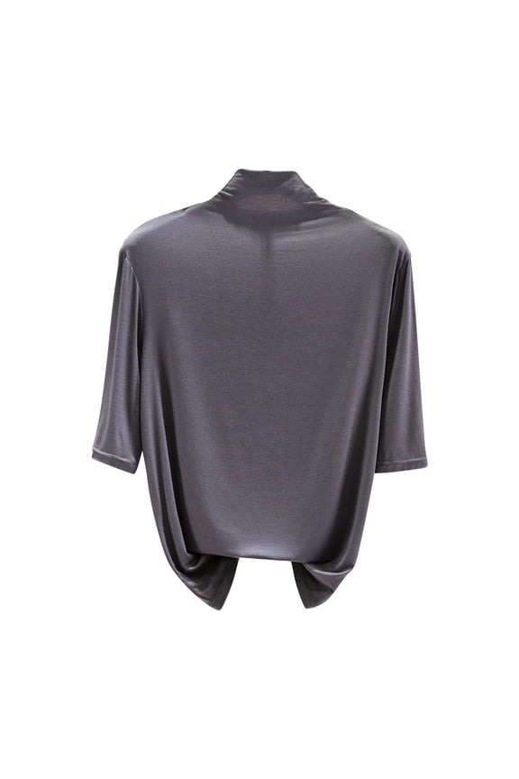 Womens Tops Mock Turtleneck Half Sleeve Soft Stretchy Basic Clothes Elbow Length Base Layer Blouse