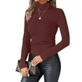 thumbnail image 1 of HAiming Womens Tops Slim Fitted Long Sleeve Turtleneck Neck Soft Solid Color Shirt Pullover Blouse, 1 of 9