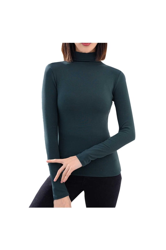 Womens Turtleneck Thermal Base Layer Tops Long Sleeve Slim Fitted Solid Color Fall Winter Fashion Warm Clothes