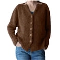 thumbnail image 1 of HAiming Womens V-Neck Cardigan Sweaters Solid Color Long Sleeve Button down Knitted Tops Casual Loose Sweater Jacket, 1 of 8