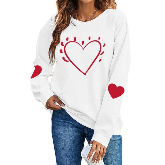 HAiming Womens Valentines Hoodies Casaul Long Sleeve Pullover Tops Printed Trendy Cute Outfit Hooded Sweatshirt