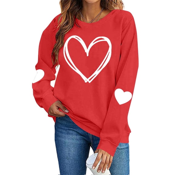 HAiming Womens Valentines Hoodies Casaul Long Sleeve Pullover Tops Printed Trendy Cute Outfit Hooded Sweatshirt