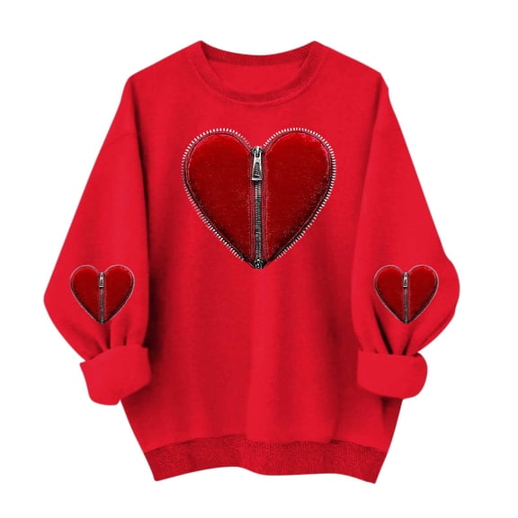 HAiming Womens Valentines Sweatshirt Loose Long Sleeve Crew Neck Pullover Cute Graphic Shirts Trendy Festival Tops