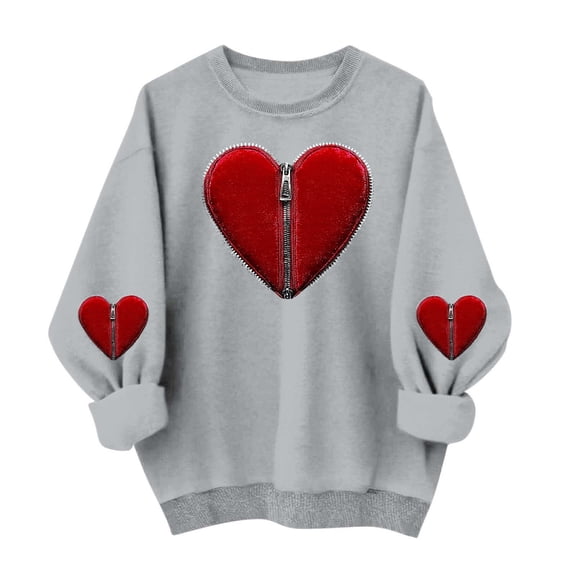 HAiming Womens Valentines Sweatshirt Loose Long Sleeve Crew Neck Pullover Cute Graphic Shirts Trendy Festival Tops