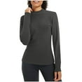 thumbnail image 1 of HAiming Womens Warm Fleece Lined Tops Slim Fitted Long Sleeve Solid Color Winter Soft Comfy Clothes Basic Blouse, 1 of 7
