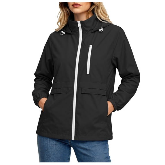 HAiming Womens Waterproof Jackets Long Sleeve Casual Zip up Casual Workout Jackets with Pockets Winter Outdoor Jackets