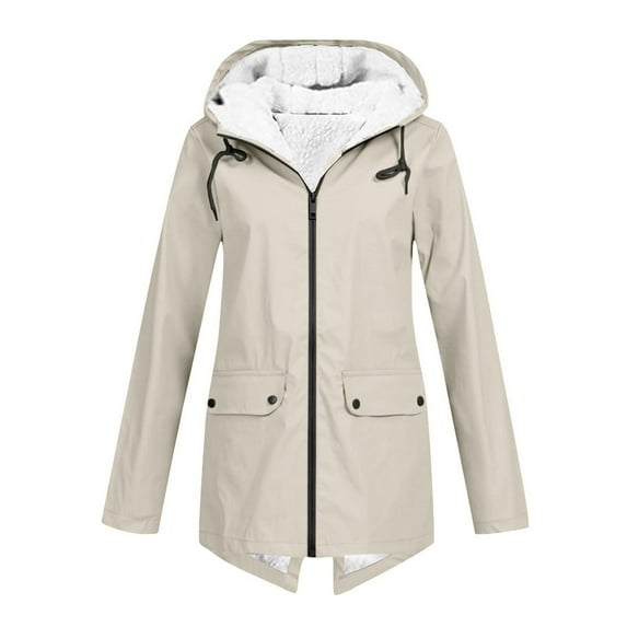 HAiming Womens Waterproof Windbreak Outdoor Jacket Plus Size Winter Casual Loose Fleece Thermal Zip up Hooded Raincoat