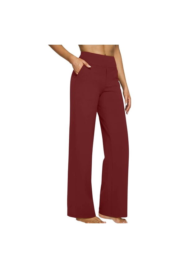 Womens Yoga Pants Wide Leg Casaul High Waist Soft Solid Color Loose Casual Trouser with Pockets