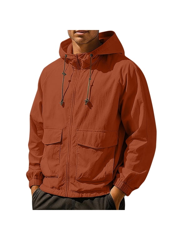 Workout Jackets Zip up Long Sleeve Casual Coats Solid Color Drawstring Hooded Outwear with Pockets