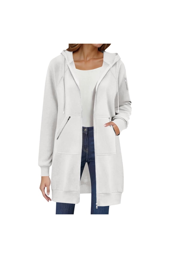 Zip up Long Hoodies Coat for Women Casual Oversized Sweatshirts Lightweight Jackets with Pockets