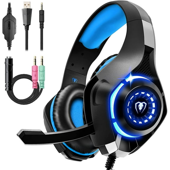 HAlfPlAy Over-Ear Headset with Noise Canceling Mic, Blue