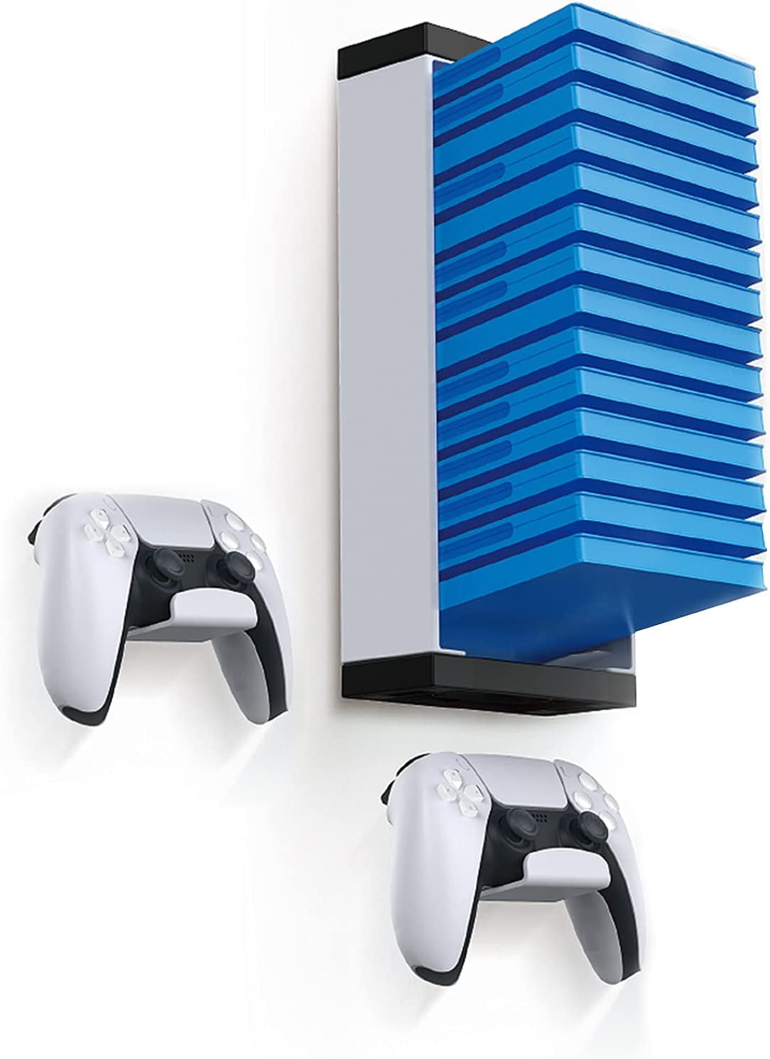 HAlfPlAy Video Game Storage Tower with 2 Controller Holders Black, 14 ...