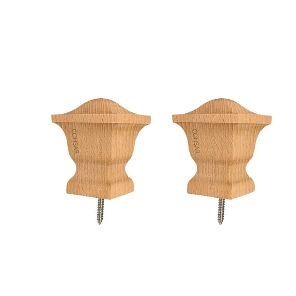 COHSAR Wood Handmade Decorative Finials, Post Caps Set of 2