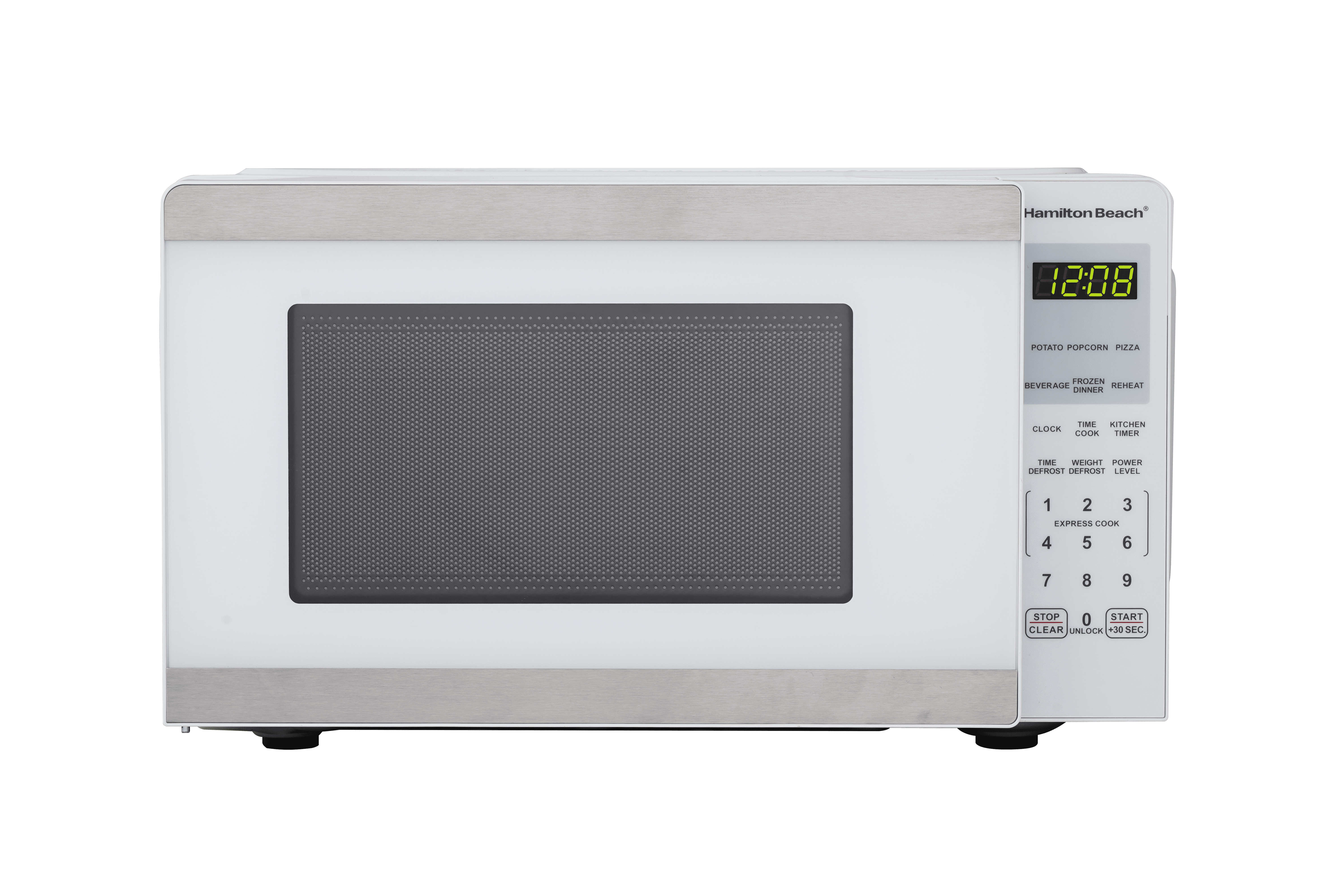 Hamilton Beach Microwave Oven 0.9 cu ft 900W White Stainless Steel