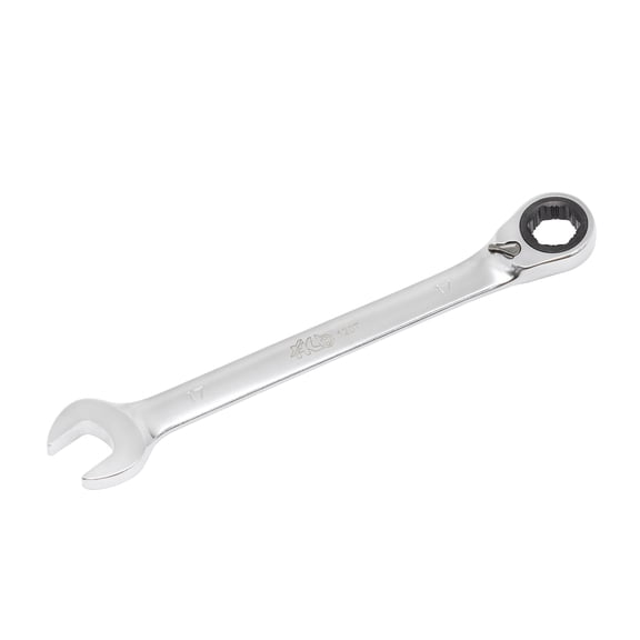 HB 17mm Ratchet Wrench WGR017-U | 120-Tooth Non-Slip Reversible Metric Spanner 3 Arc Swing | Patented Grip Plus Rounded Bolt Remover | Chrome Vanadium Steel Micro-Chrome Finish | Made in Taiwan