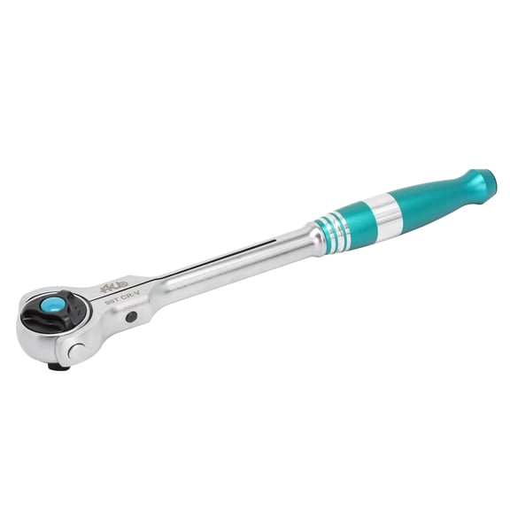 HB 3/8" Drive 90-Tooth Swivel Head Ratchet Handle AHA044-U | 270 Adjustable Aluminum Handle | 4 Arc Swing Quick Release & Reversible Disc | Micro Chrome Finish Chrome Vanadium Steel Made in Taiwan