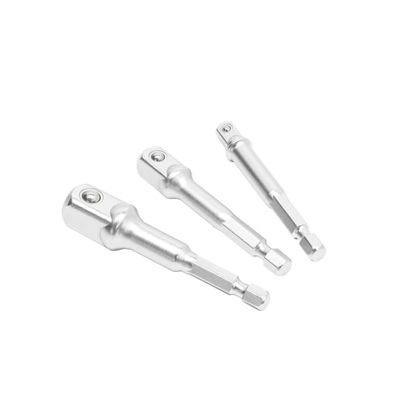 HB 3-Piece Impact Socket Adapter Set with 1/4" Hex Shank, 1/4", 3/8", 1/2" Drive, Model AAM001-U