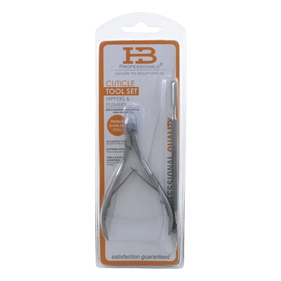 HB Professional Cuticle Tool Set Nipper And Pusher Stainless (Pack of 3)