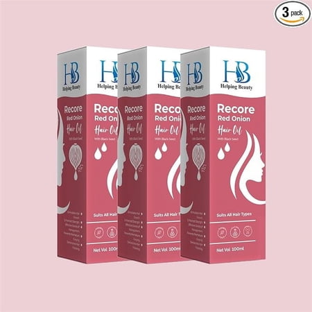 HB RECORE Red Onion Hair Oil For Hair Fall Control | 100 ML Each | Pack of 3